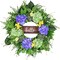 24” Spring Summer Wreaths for Front Door, Greenery Front Door Wreath with Hello Sign for Indoor Outdoor Porch Window Wall, Artificial Floral Wreath with Hydrangeas Berries for Home Decor